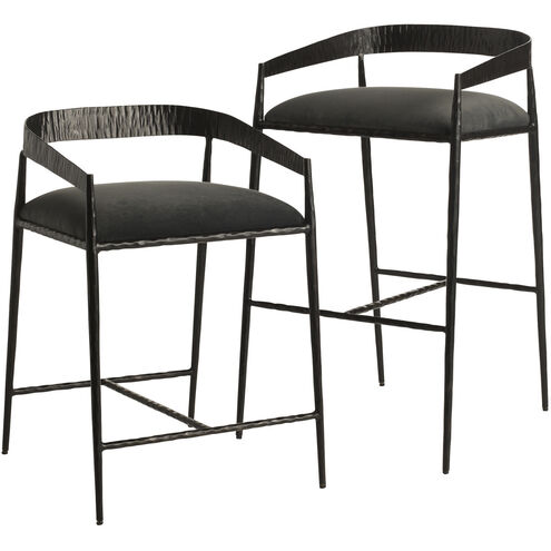 Ansel 30.5 inch Midnight Grey and Natural Iron Counter Stool
