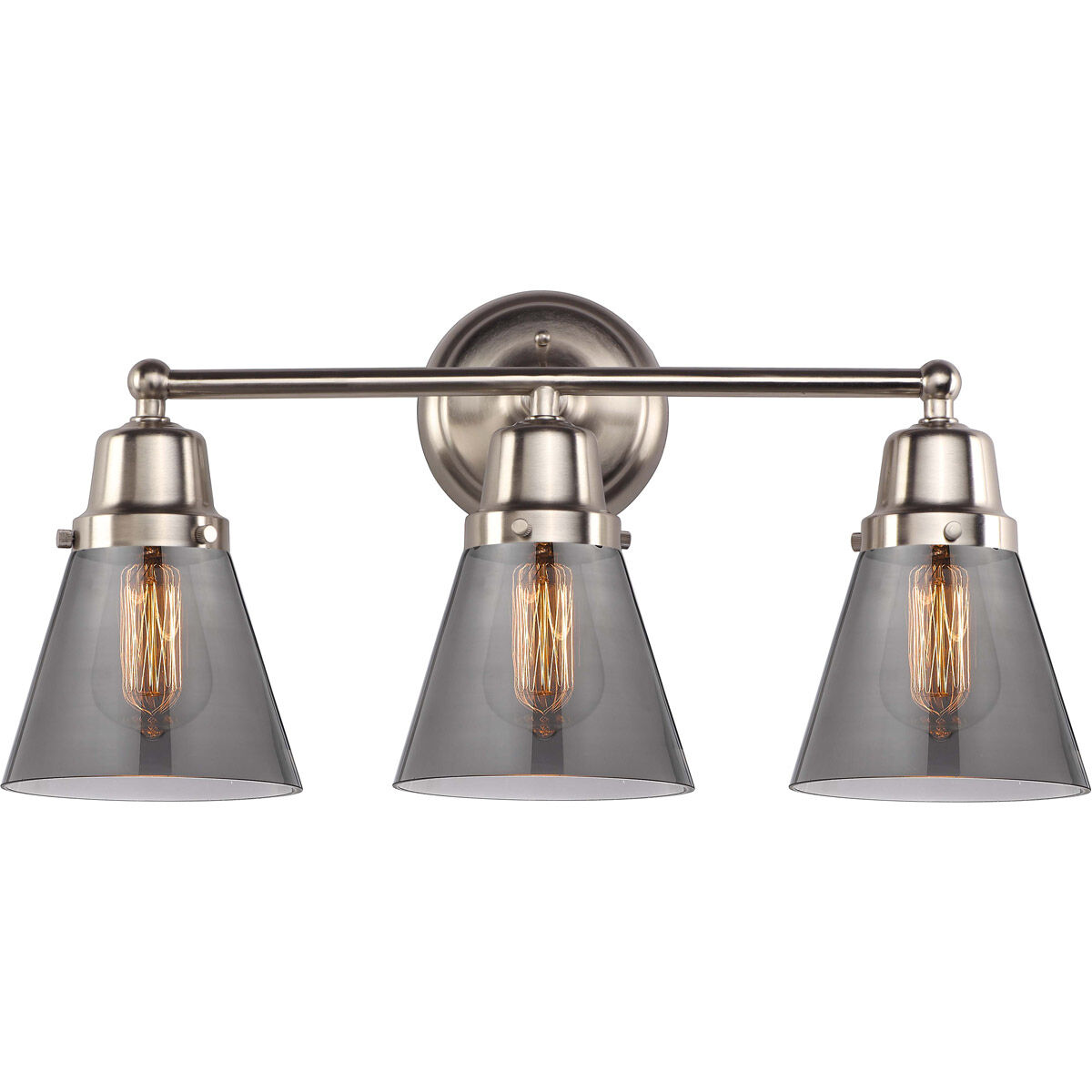 Aditi Small Cone 3 Light 22.25 inch Brushed Satin Nickel Bath Vanity Light Wall Light, Aditi