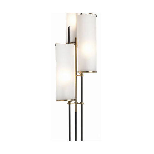 Stefan 70 inch 60 watt Black and Antique Brass and White Floor Torchiere Portable Light