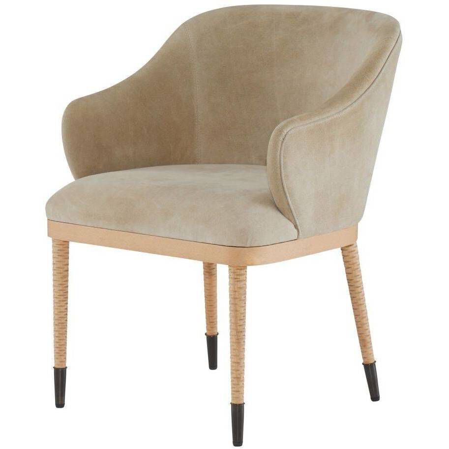 Hershel Taupe Suede and Blonde Beech Wood with Blackened Bronze Dining Chair