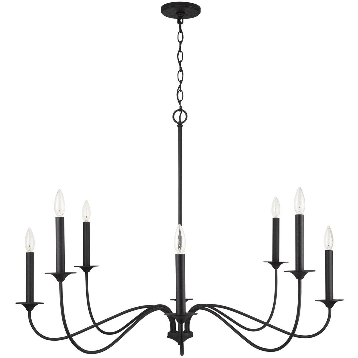 Vincent 8 Light 40 inch Black Iron Chandelier Ceiling Light