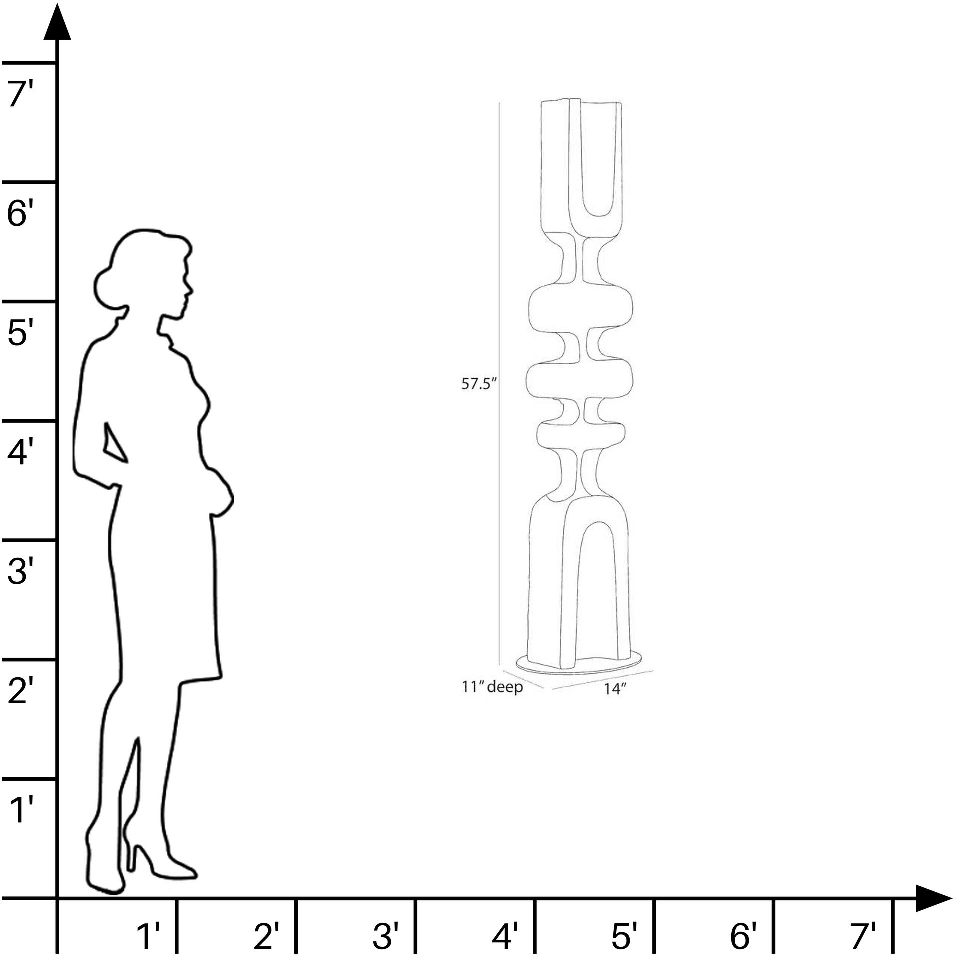 Jayden 57.5 X 14 inch Sculpture