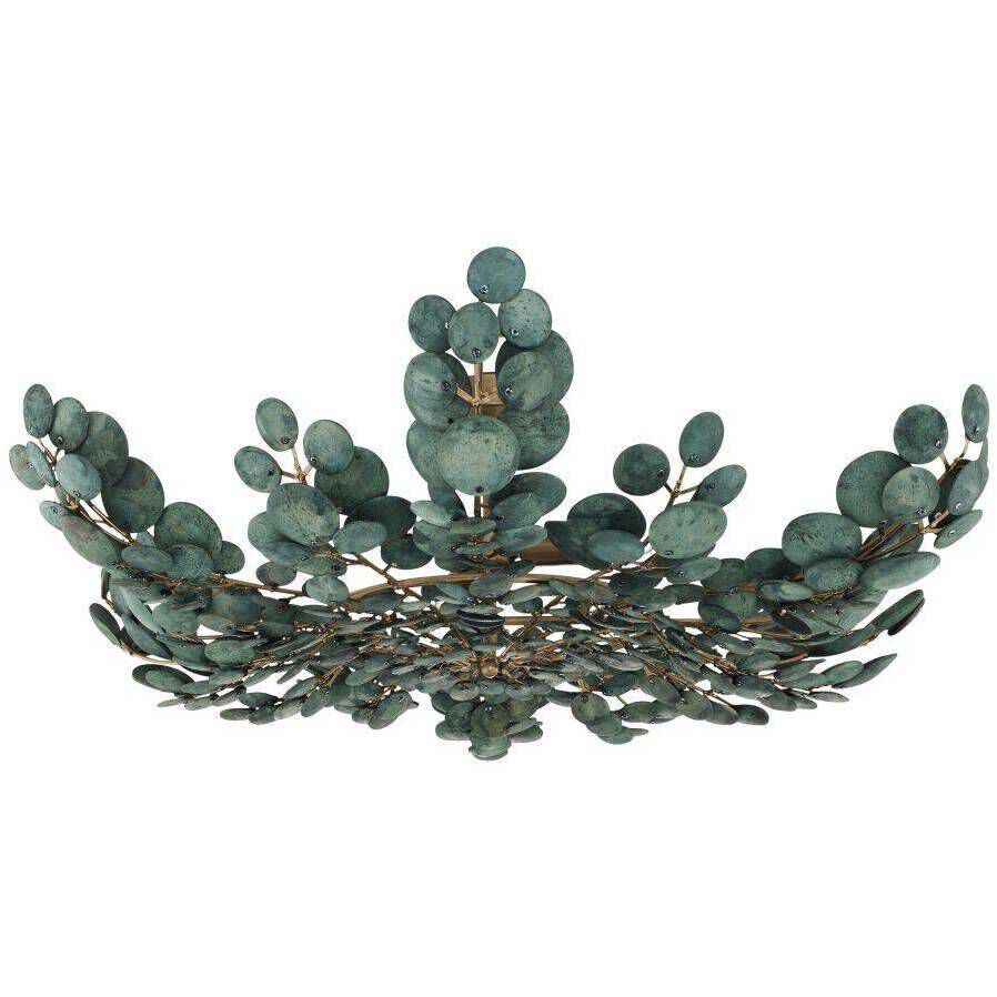 Bilal 3 Light 38 inch Eucalyptus Coconut Shell and Antique Brass Flush Mount Ceiling Light