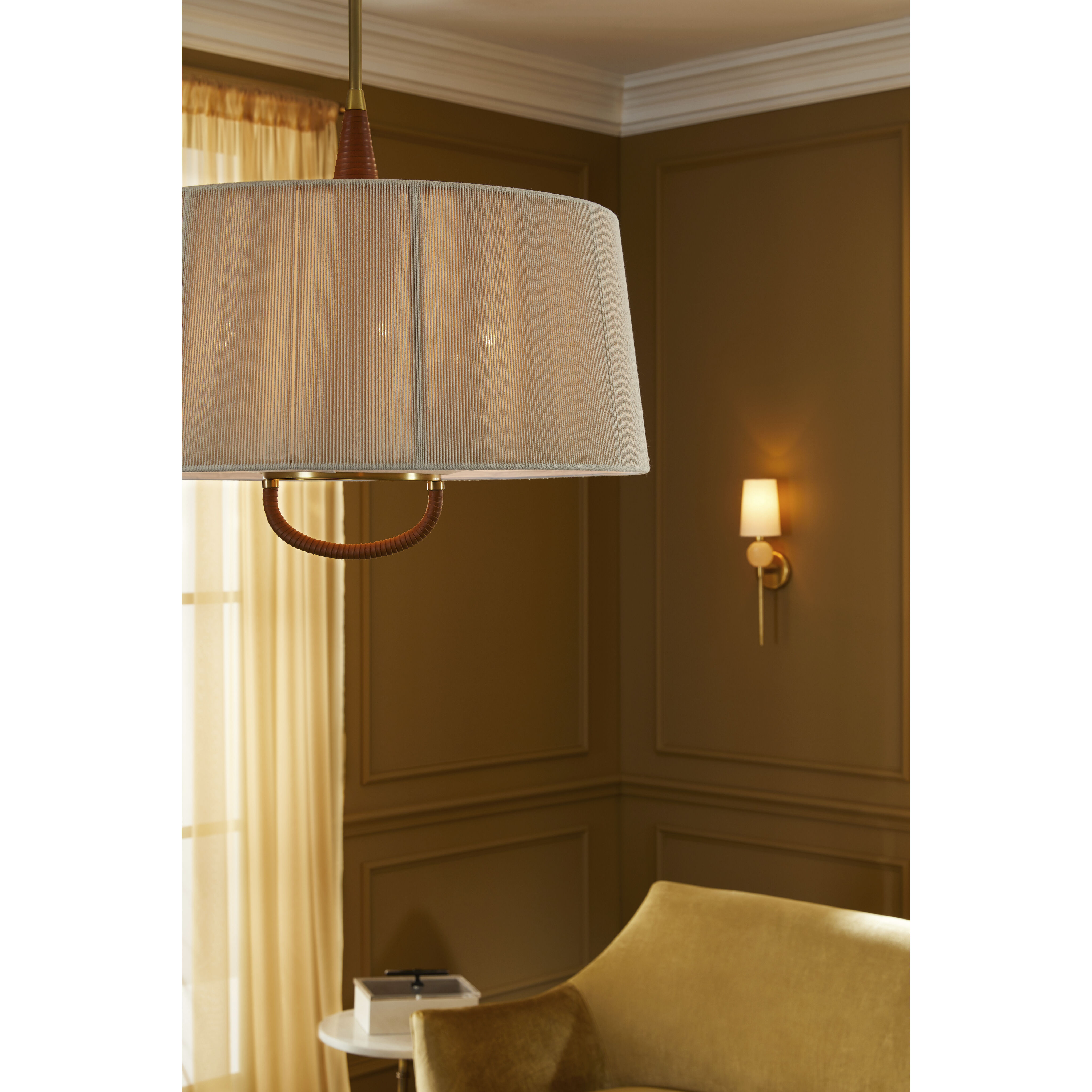 Middlebury 6 Light 28.5 inch Natural and Antique Brass Pendant Ceiling Light