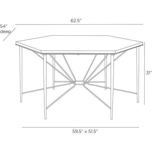 Estrella 62.5 X 54 inch Toronto Leathered Marble and Blackened Iron Dining Table