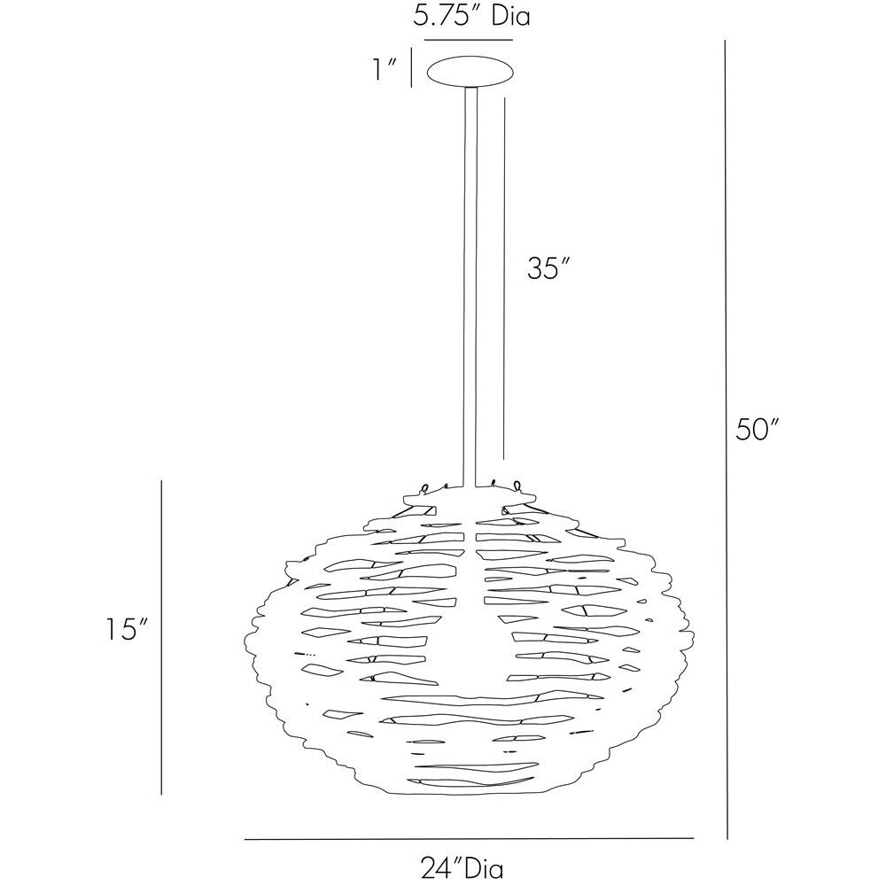 Rook 1 Light 24 inch Natural and Blackened Iron Pendant Ceiling Light, Small