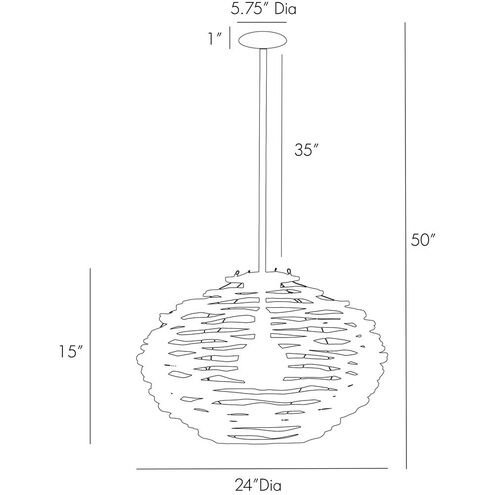Rook 1 Light 24 inch Natural and Blackened Iron Pendant Ceiling Light, Small