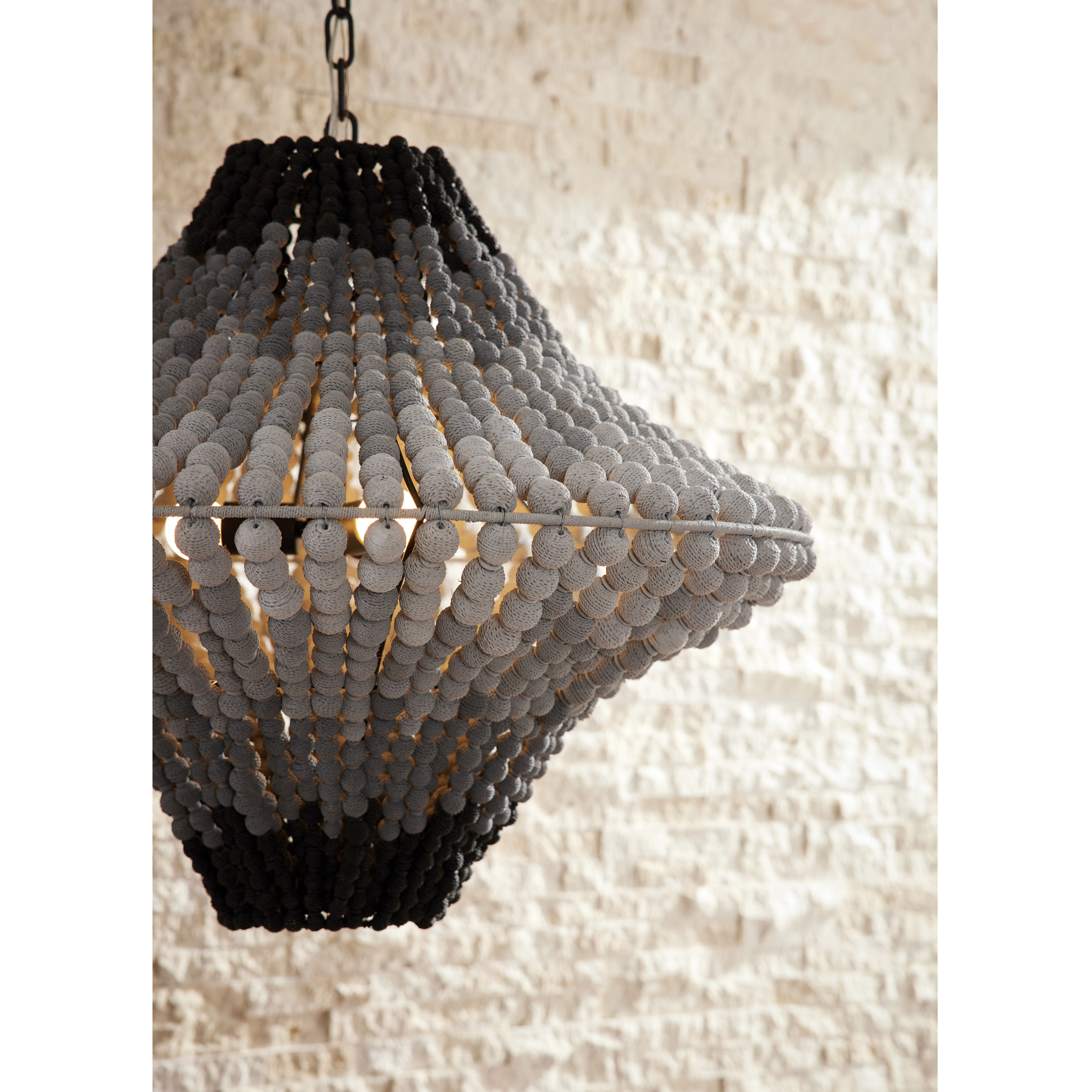 Paradisa 3 Light 30 inch Black and Gray Ombre with Bronze Chandelier Ceiling Light