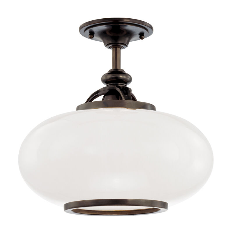 Canton 1 Light 15 inch Old Bronze Semi Flush Ceiling Light