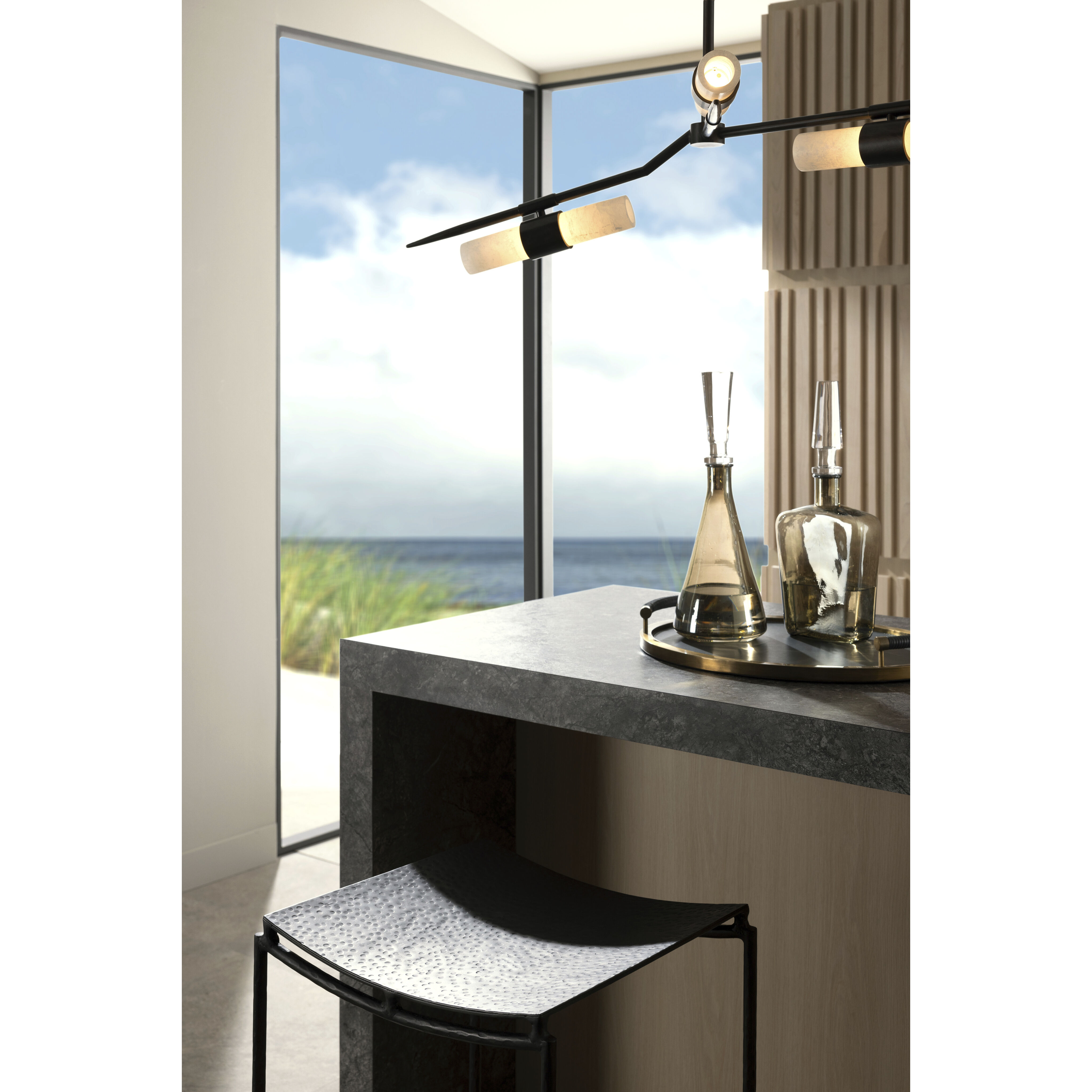 Travis 8 Light 62 inch English Bronze Linear Chandelier Ceiling Light