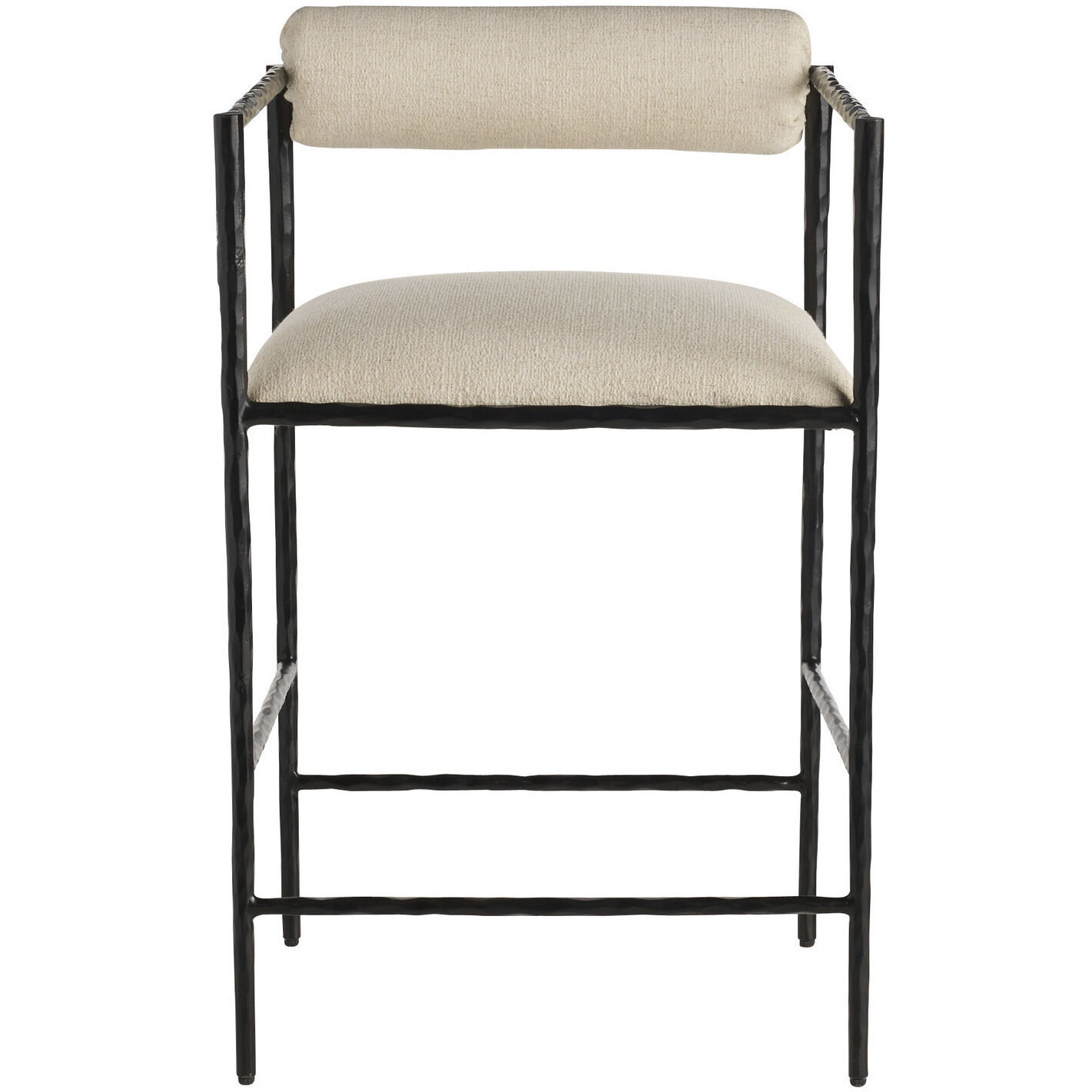 Barbana 33 inch Oxford White and Natural Iron Counter Stool