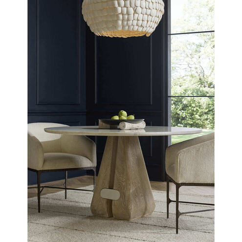 Melt 55 inch White Marble and Cerused Natural Dining Table, Large