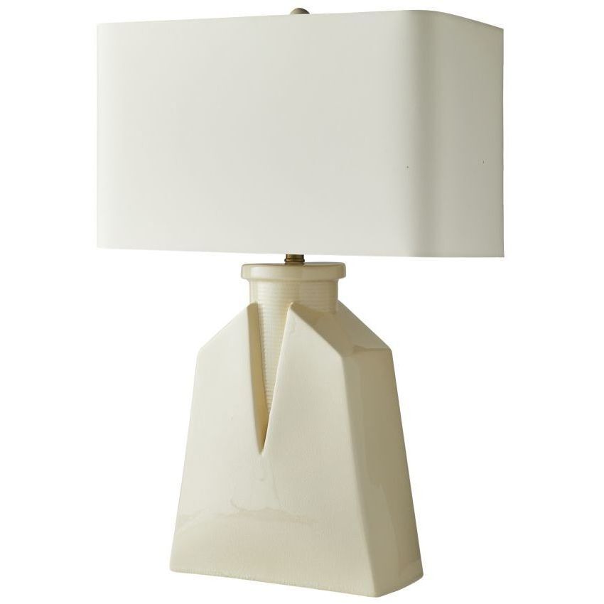 Cera 150.00 watt Ivory Crackle Table Lamp Portable Light