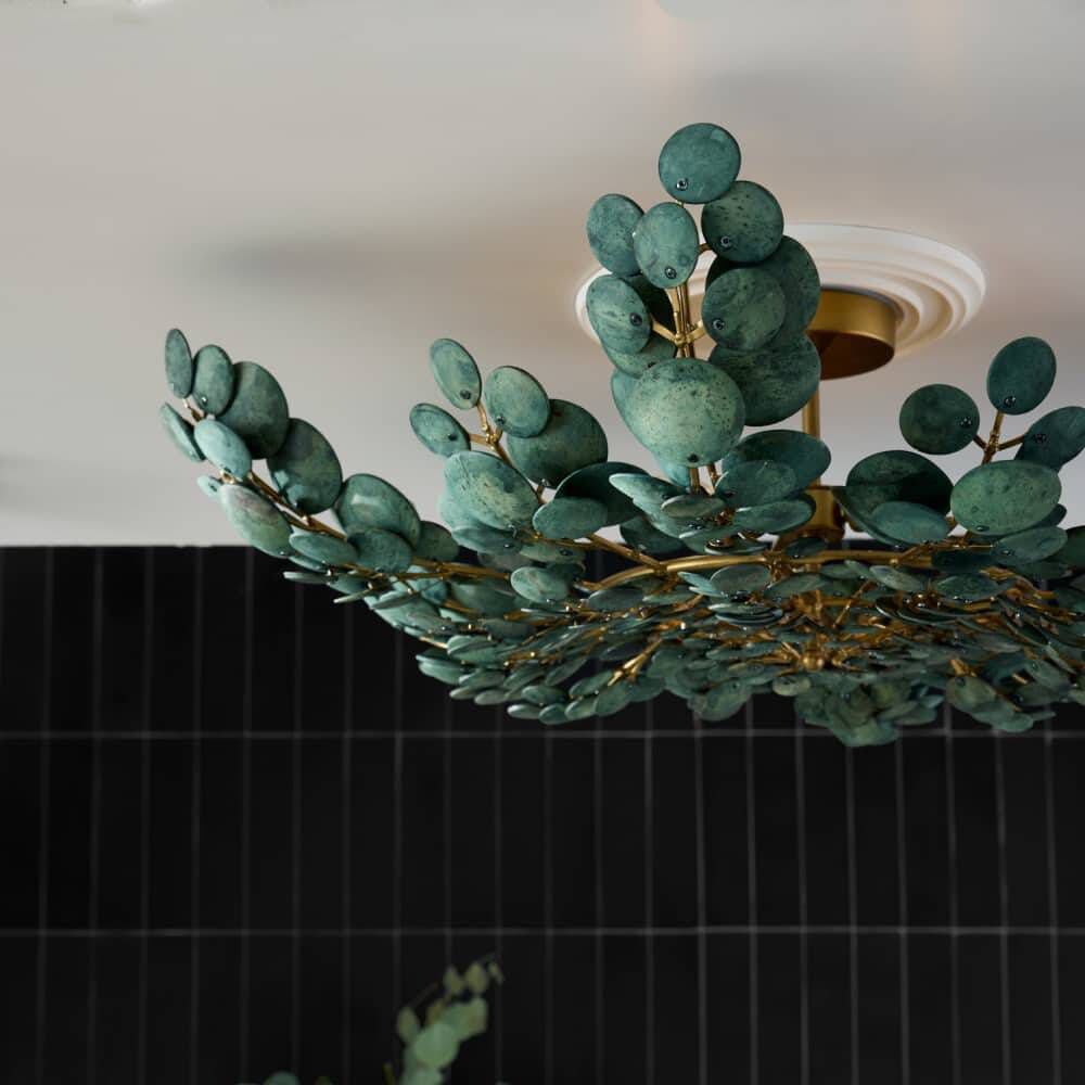 Bilal 3 Light 38 inch Eucalyptus Coconut Shell and Antique Brass Flush Mount Ceiling Light