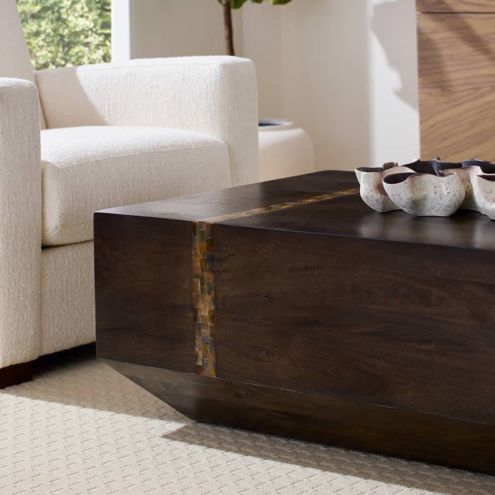 Gilmore 50 X 16.5 inch Umber and Natural Faux Horn Cocktail Table