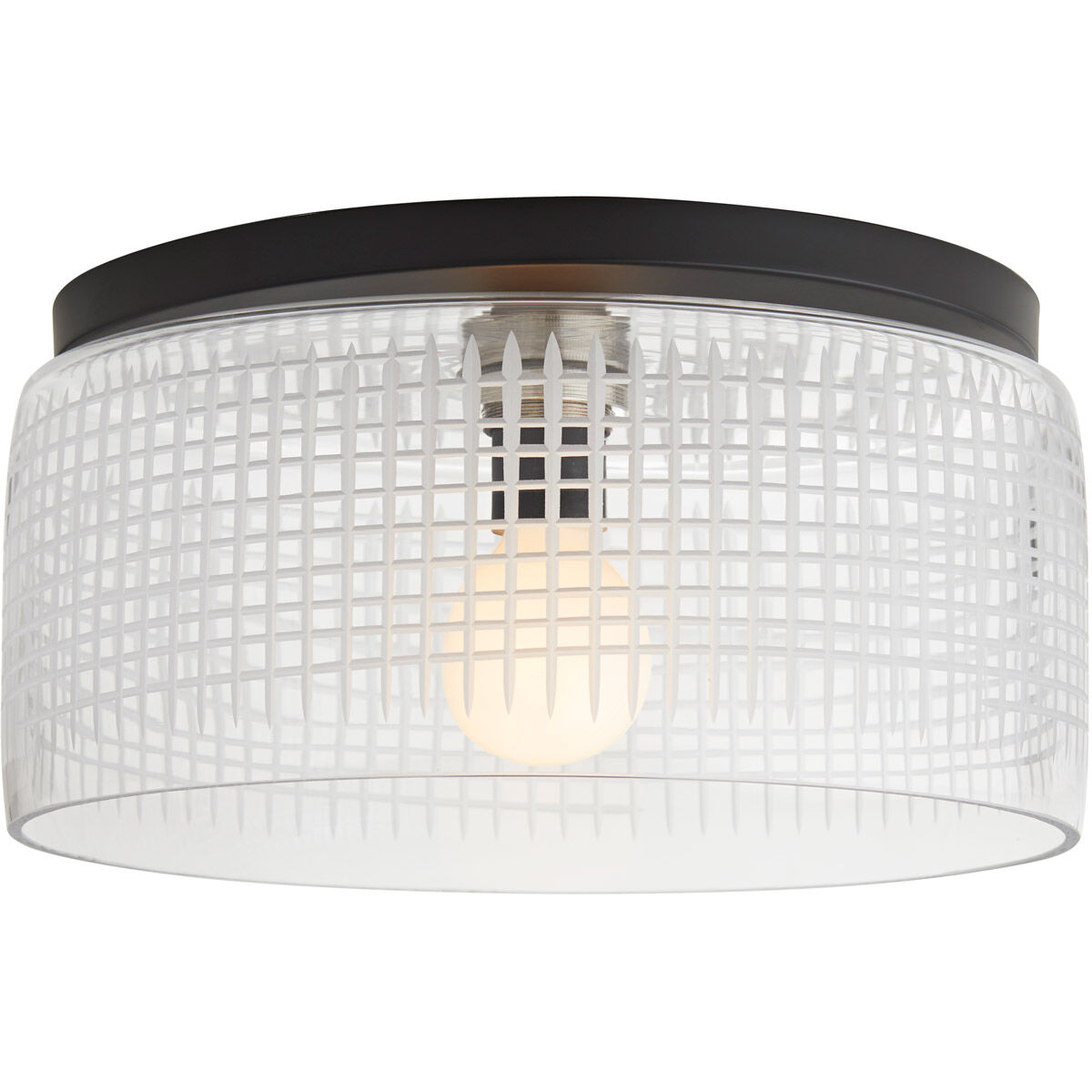 Cut 1 Light 16 inch Blackened Steel Flush Mount Ceiling Light, Large