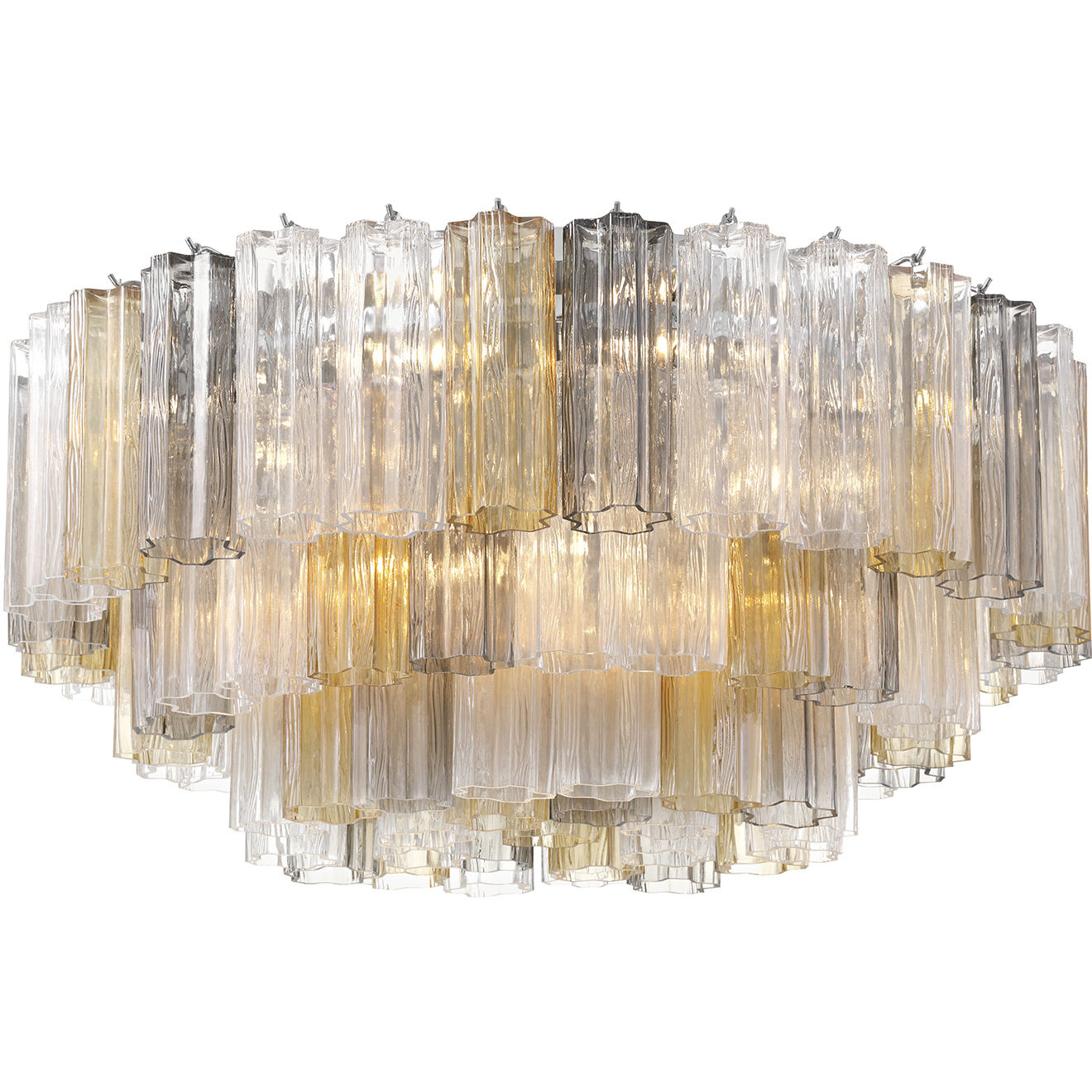 Addis 16 Light 32 inch Polished Chrome Flush Ceiling Light in Tronchi Glass Autumn