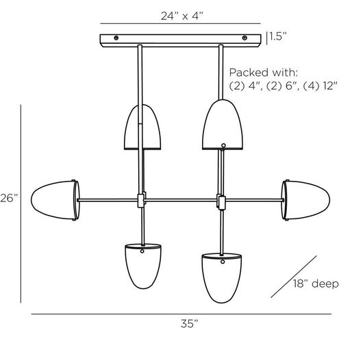 Alazani 35 X 28.5 inch Antique Brass Linear Chandelier Ceiling Light