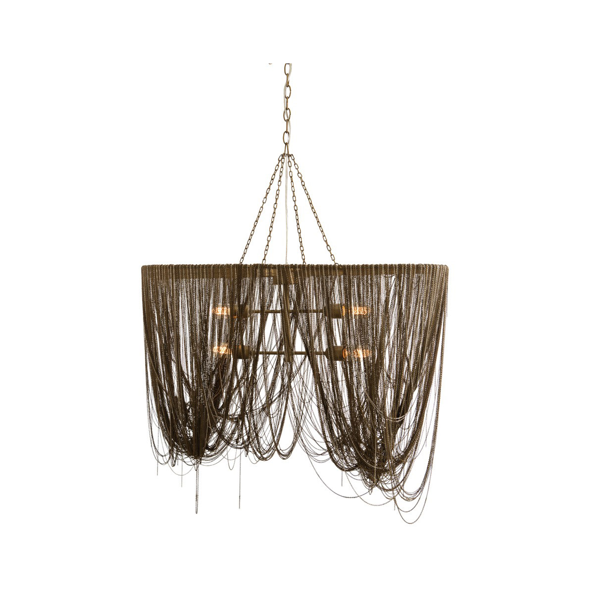 Layla 4 Light 36 inch Antique Brass and Nickel Linear Chandelier Ceiling Light
