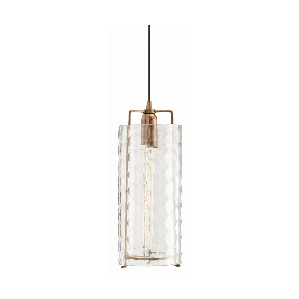 Ice 1 Light 6.5 inch Antique Brass Pendant Ceiling Light, Large