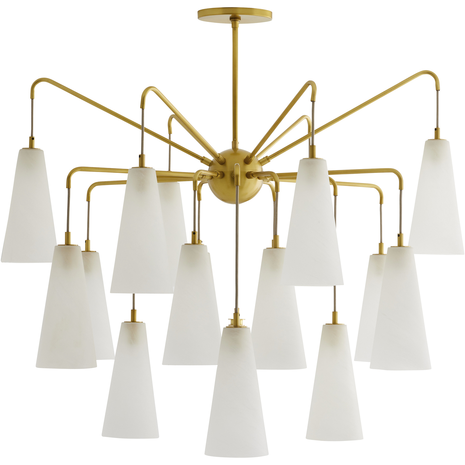 Mika 18 Light 41 inch Opal Swirl and Antique Brass Chandelier Ceiling Light
