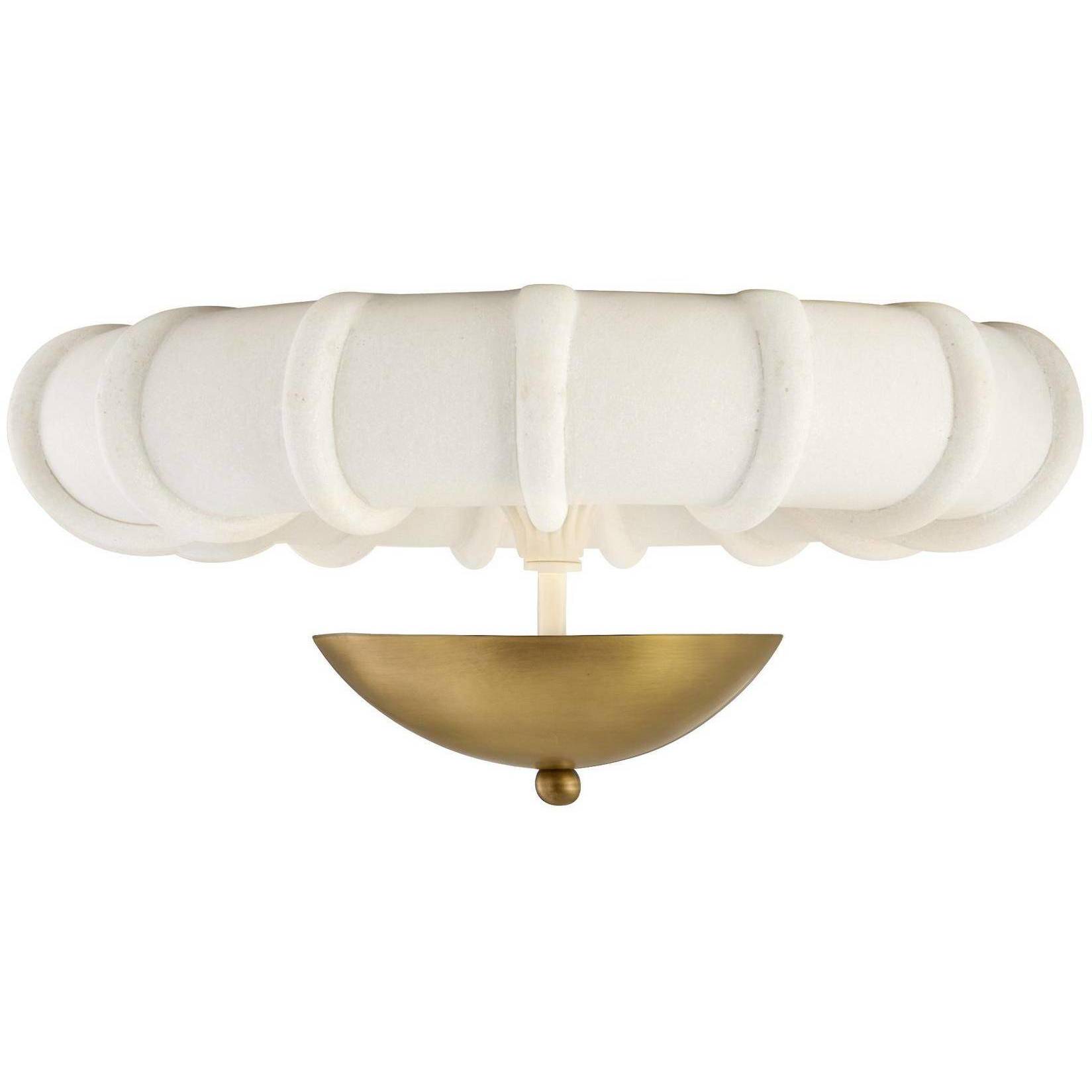 Camella 1 Light 18 inch Ivory and Antique Brass Flush Mount Ceiling Light, Small