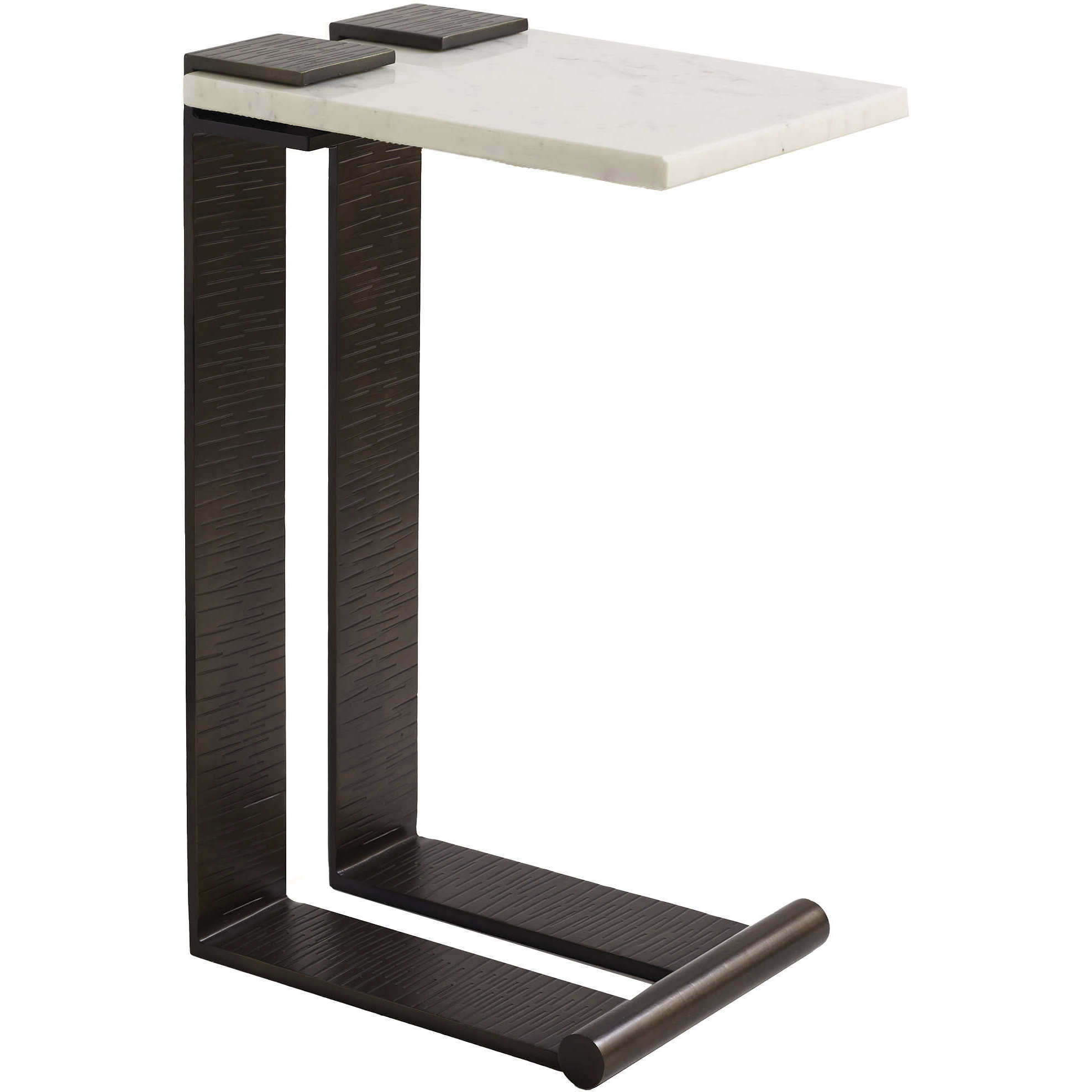 McClain 25.5 X 11 inch White Marble and Bronze Iron Accent Table