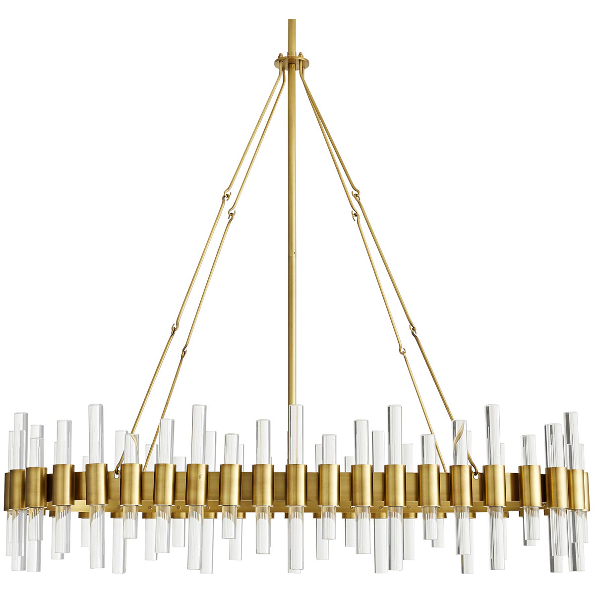 Haskell 10 Light 43 inch Antique Brass Linear Chandelier Ceiling Light, Oval