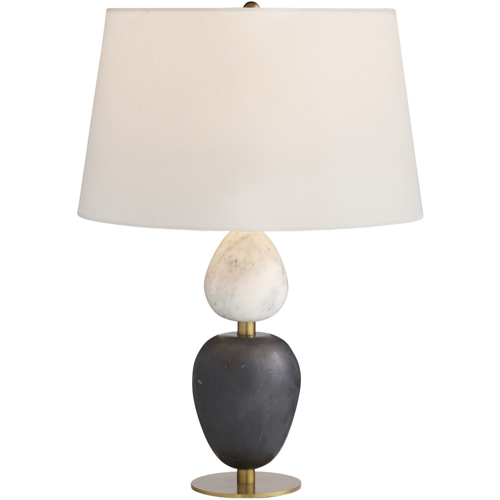 Aubrey 26.5 inch 150 watt Black and Gray Flower Marble with Antique Brass Table Lamp Portable Light