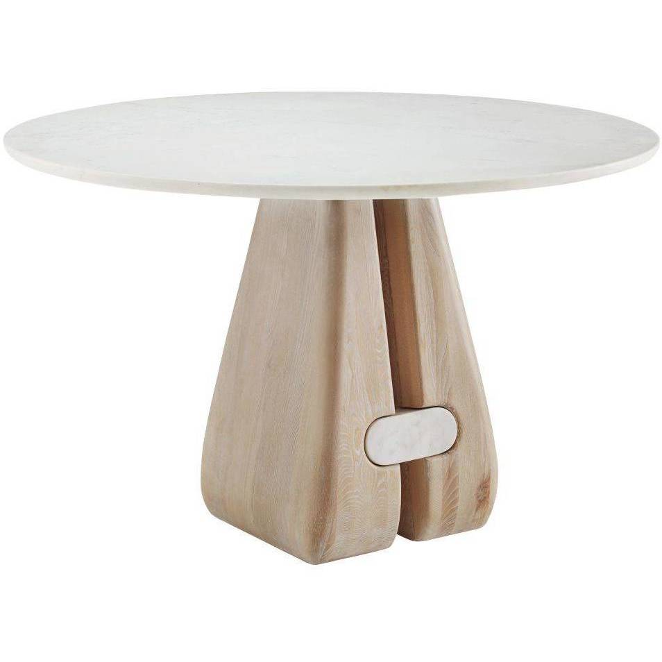Melt 48 inch Cerused Natural Wood and White Marble Entry Table