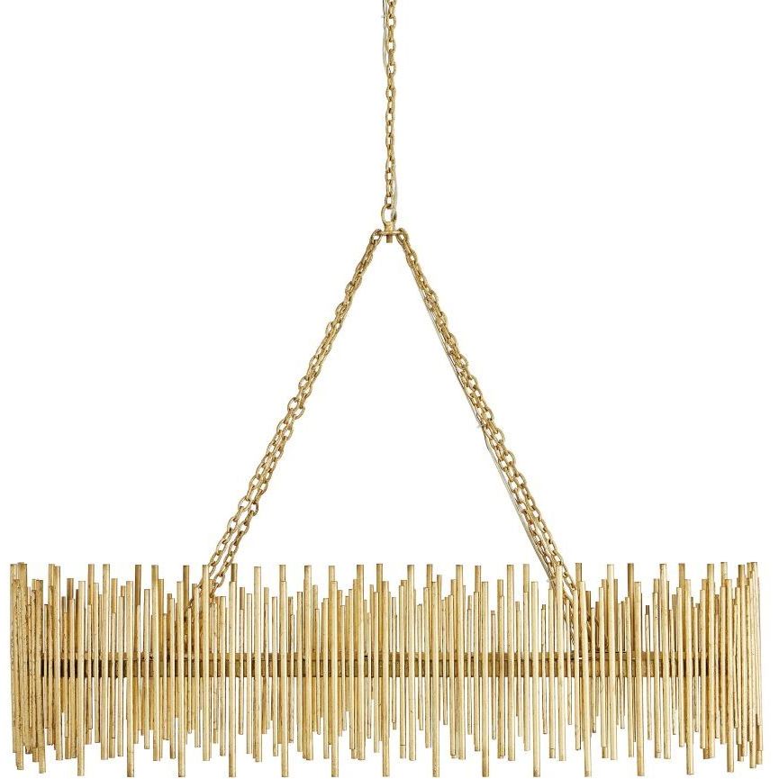 Prescott 10 Light 44.5 inch Gold Leaf Linear Chandelier Ceiling Light