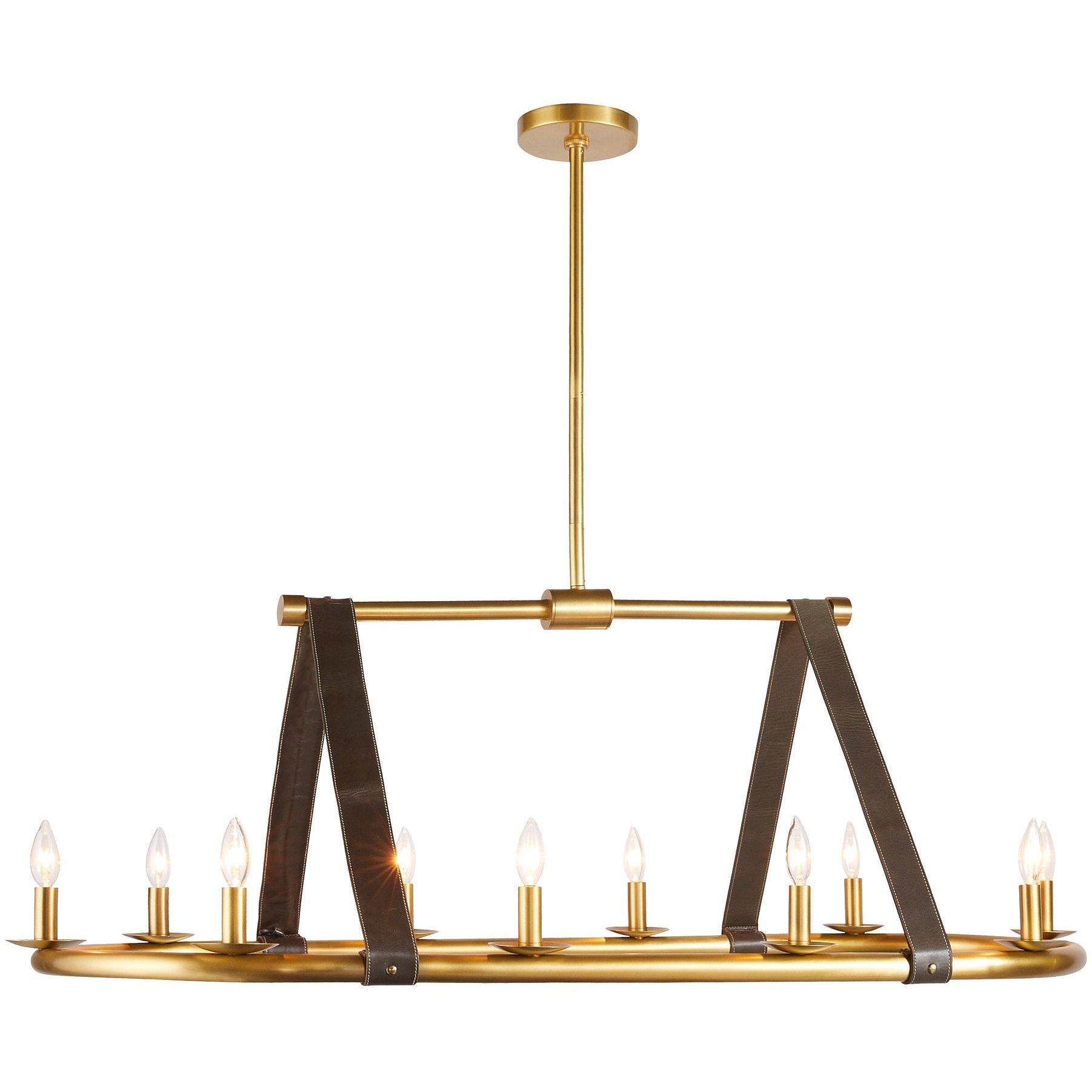 Englewood 10 Light 52 inch Antique Brass Linear Chandelier Ceiling Light