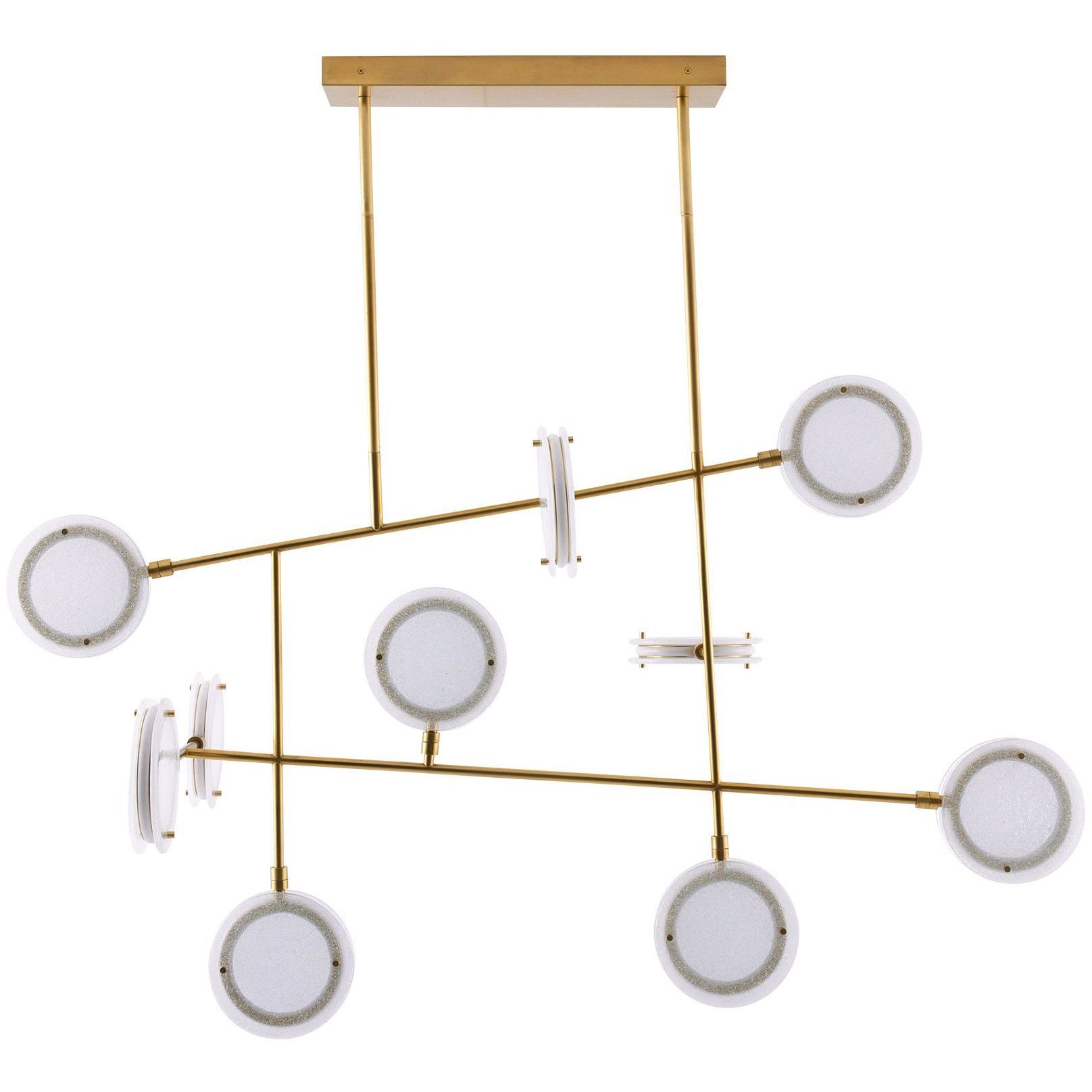 Meridian 10 Light 54 inch Antique Brass Linear Chandelier Ceiling Light