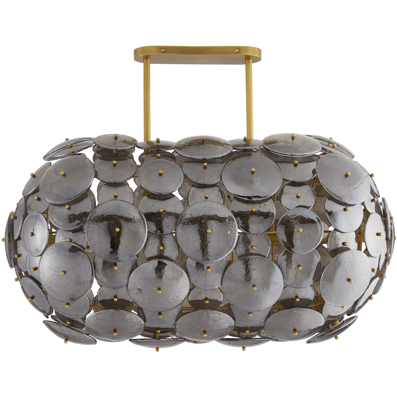 Nebula 8 Light 42 inch Smoke Luster and Antique Brass Chandelier Ceiling Light