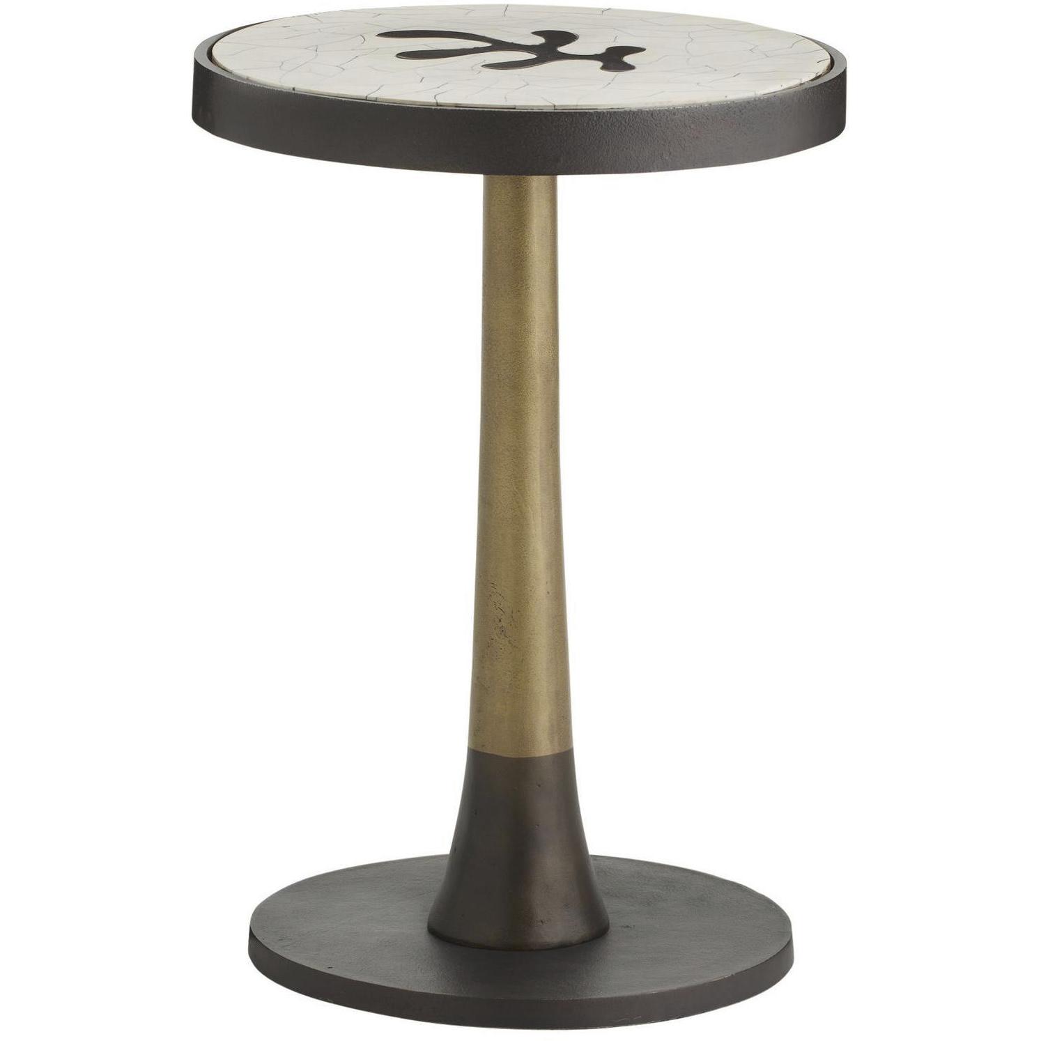 Jeanne 14 inch Beige and Bronze with Antique Brass Accent Table