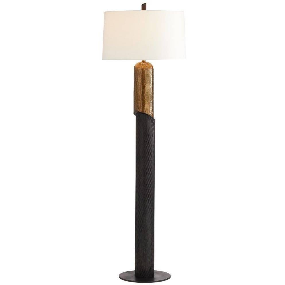 Hartford 70.5 inch 150 watt Black and Antique Brass with Blackened Iron Floor Lamp Portable Light