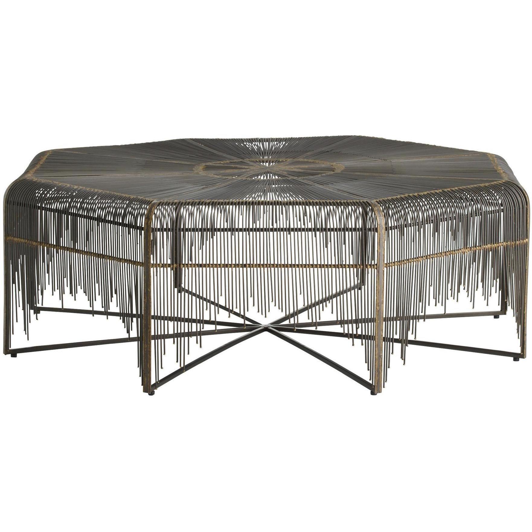 Ilaria 45 inch Natural Iron and Antique Brass Coffee Table