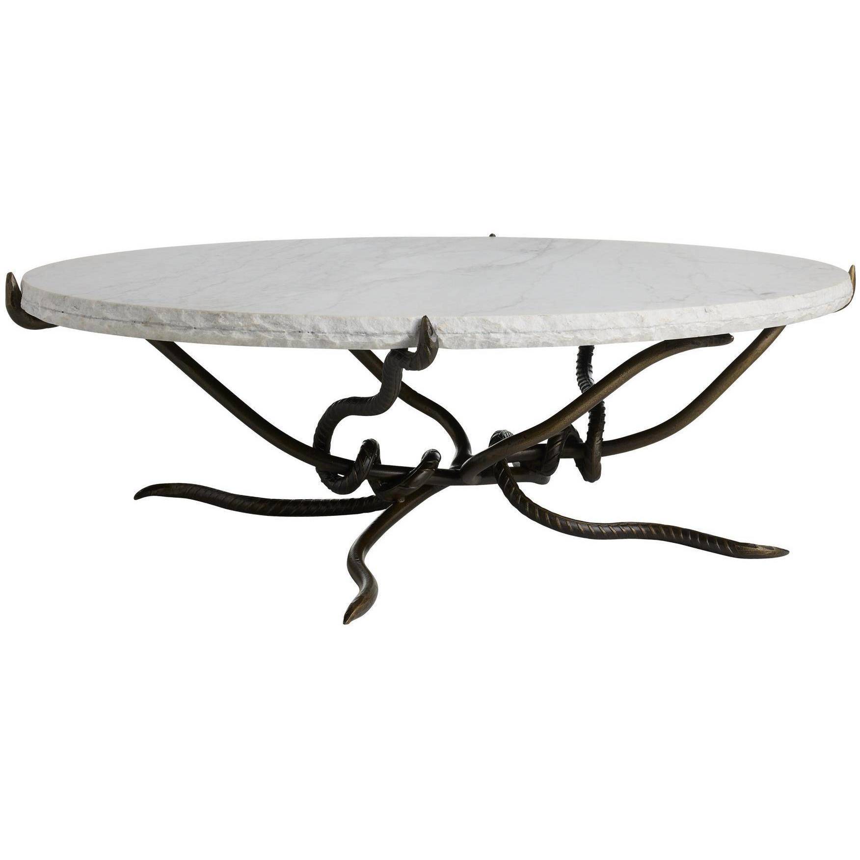 Muscadine 54 X 16 inch White Marble and Antique Bronze Coffee Table
