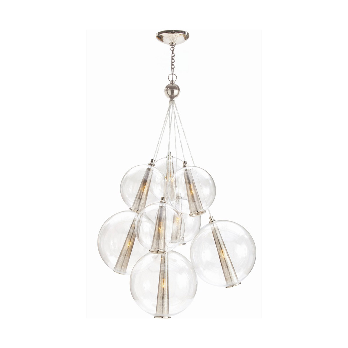 Caviar 8 Light 28.5 inch Polished Nickel Chandelier Ceiling Light, Adjustable Large Cluster