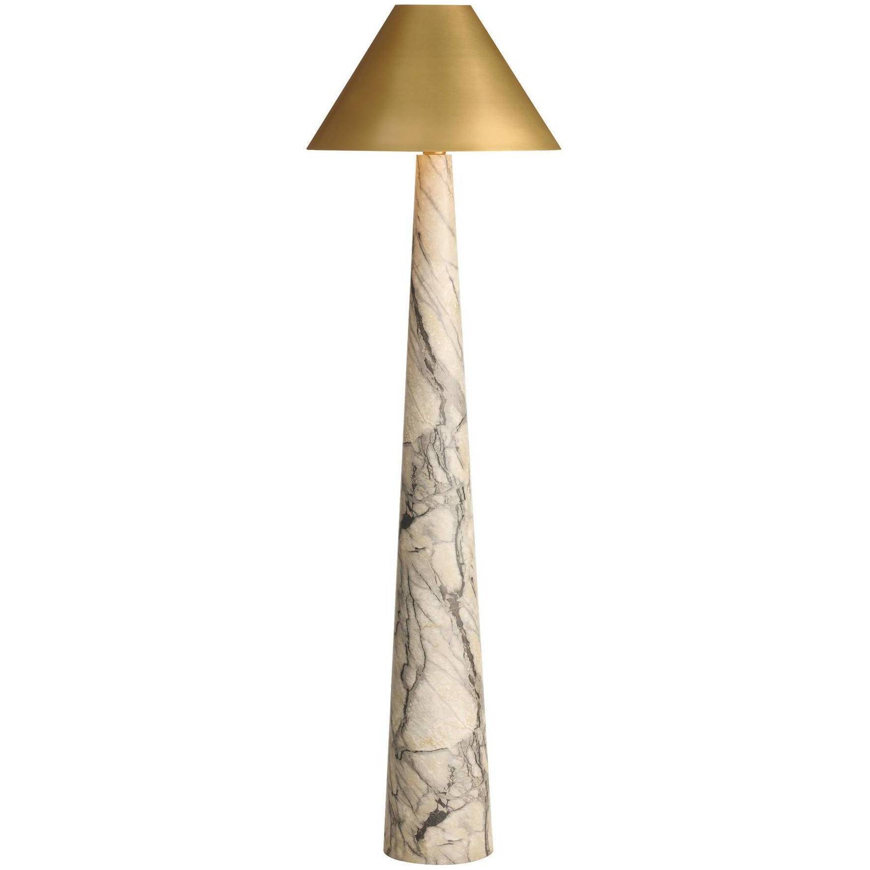 Chanell 60.5 inch 150 watt Faux Calacatta Viola and Antique Brass Floor Lamp Portable Light