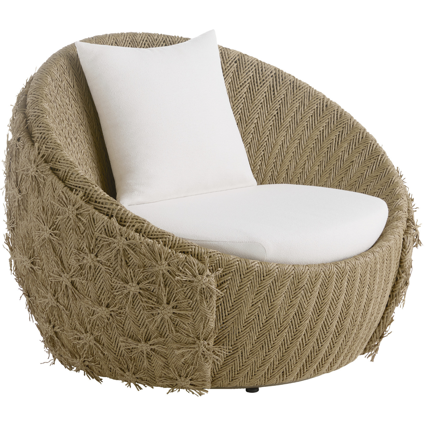 Florian Pearl and Tan Outdoor Swivel Lounge Chair