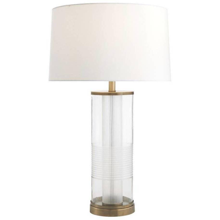 Gianna 30 inch 150 watt Clear Etched Glass and Vintage Brass Lamp Portable Light
