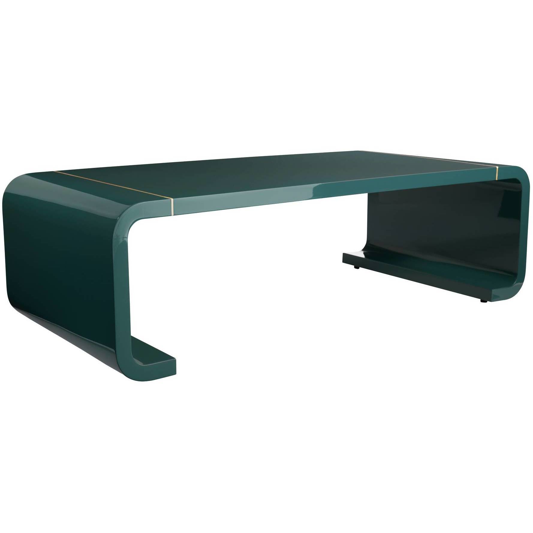 Turnley 55 X 17 inch Peacock and Antique Brass Coffee Table