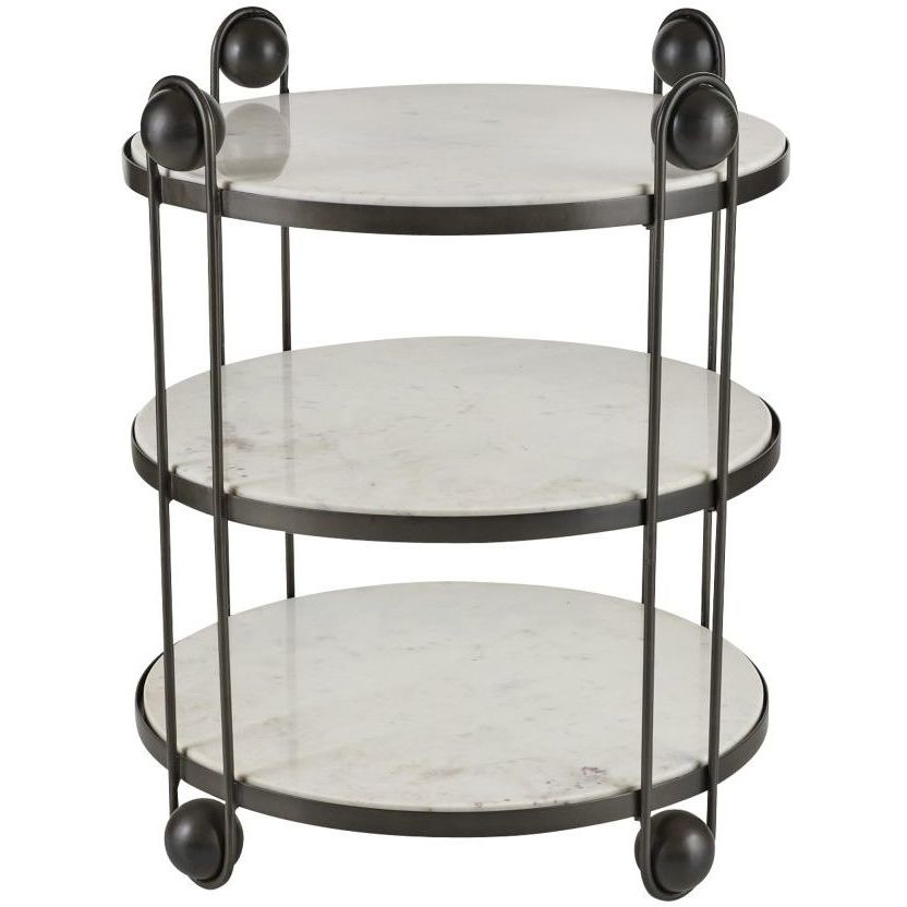 Carlita 28 inch White Marble and Bronze End Table
