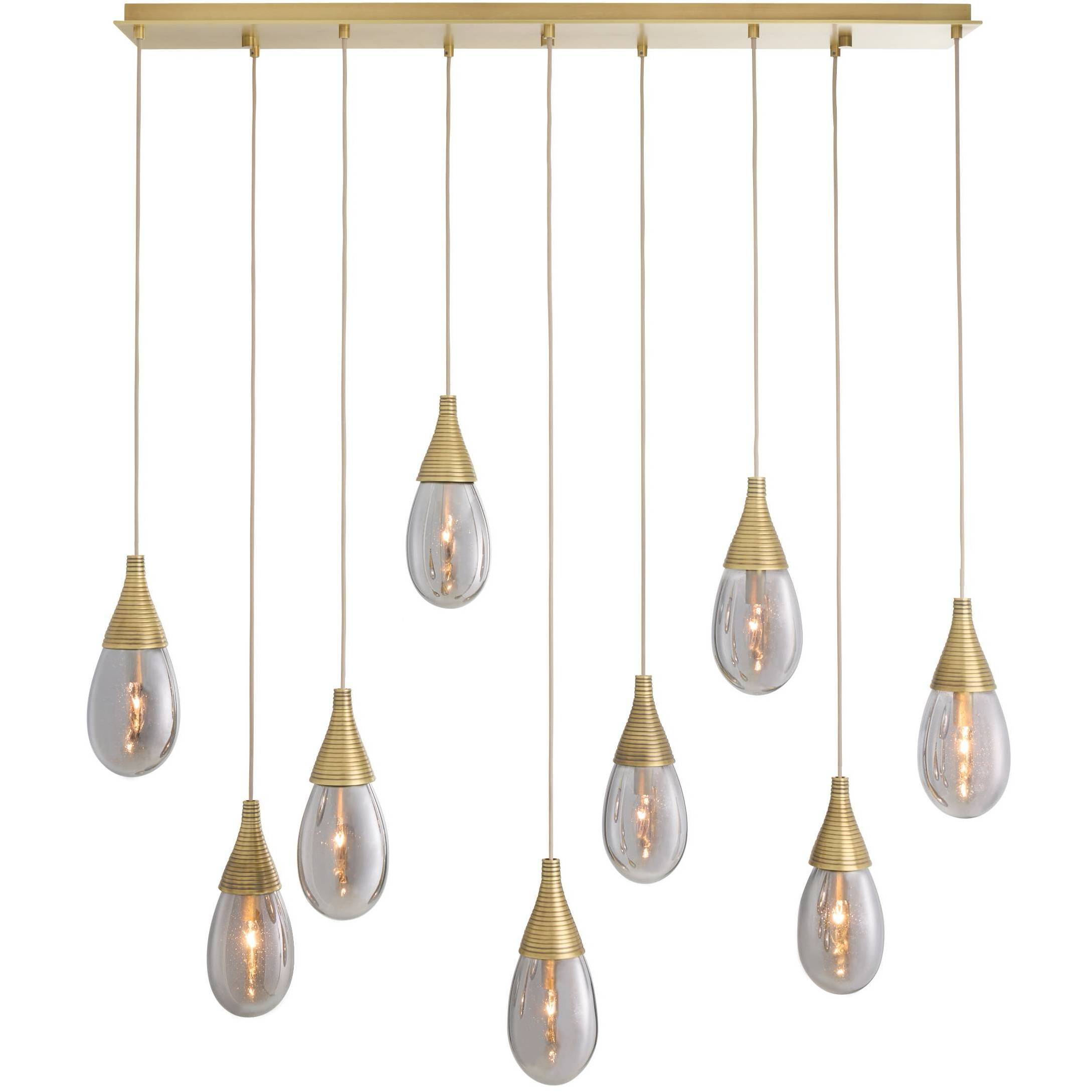 Giselle 9 Light 51 inch Antique Brass Linear Multi-Port Chandelier Ceiling Light