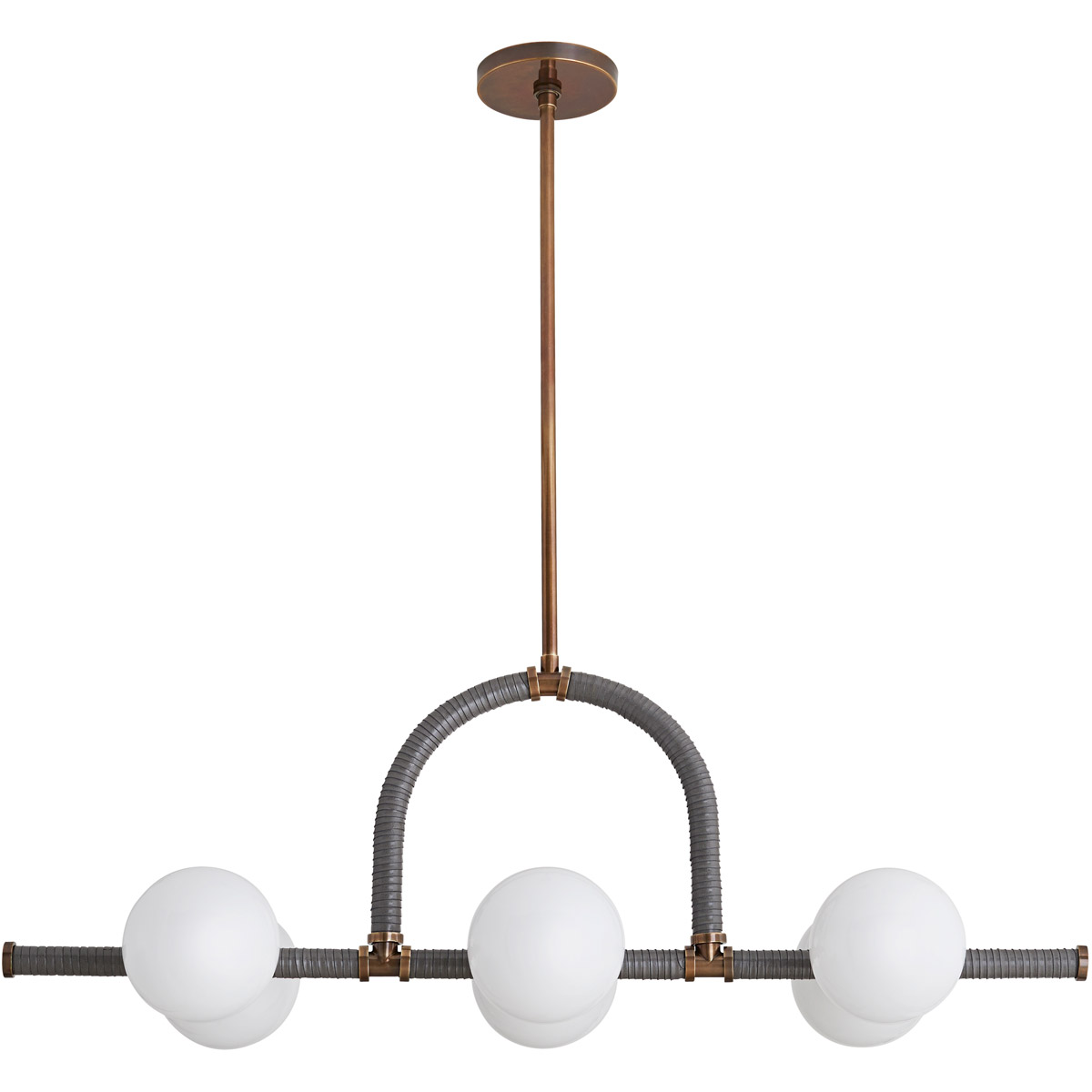Harrison 6 Light 42 inch Heritage Brass Linear Chandelier Ceiling Light