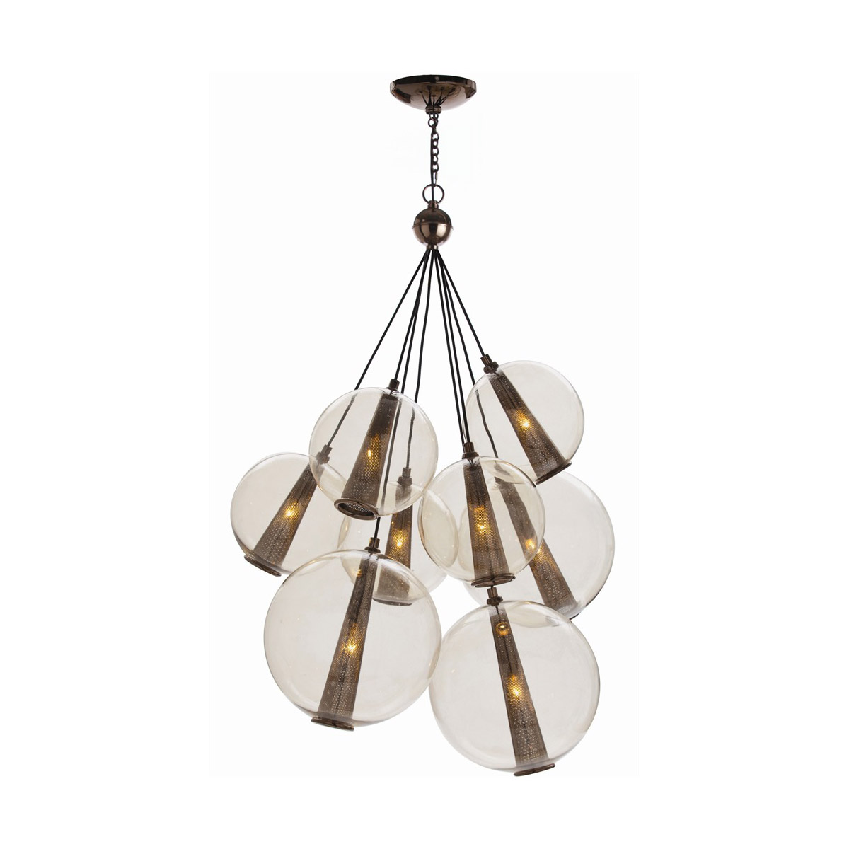 Caviar 8 Light 28.5 inch Brown Nickel Chandelier Ceiling Light, Adjustable Large Cluster