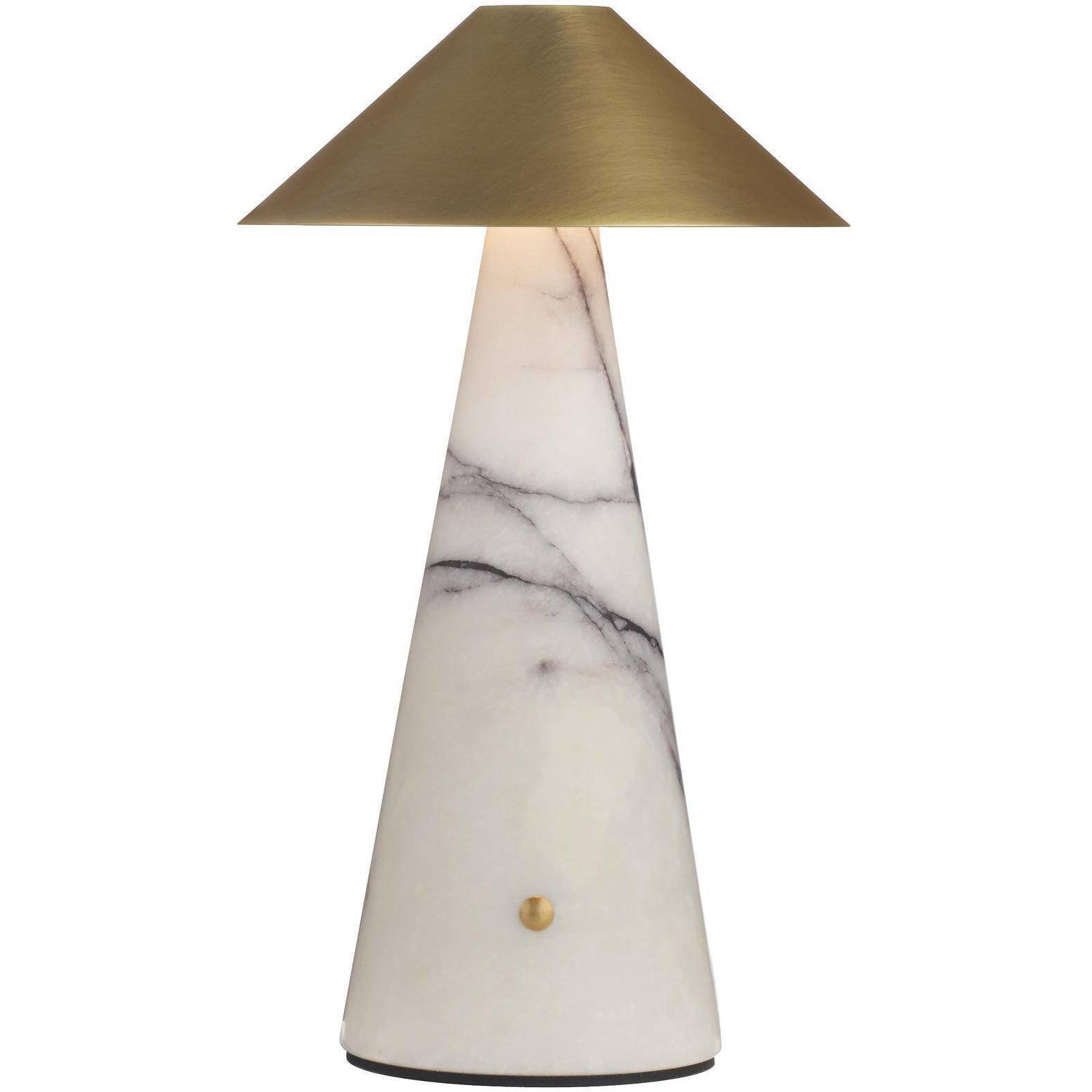 Chanell 12 inch 3 watt Calacatta Viola and Antique Brass Rechargeable Accent Lamp Portable Light