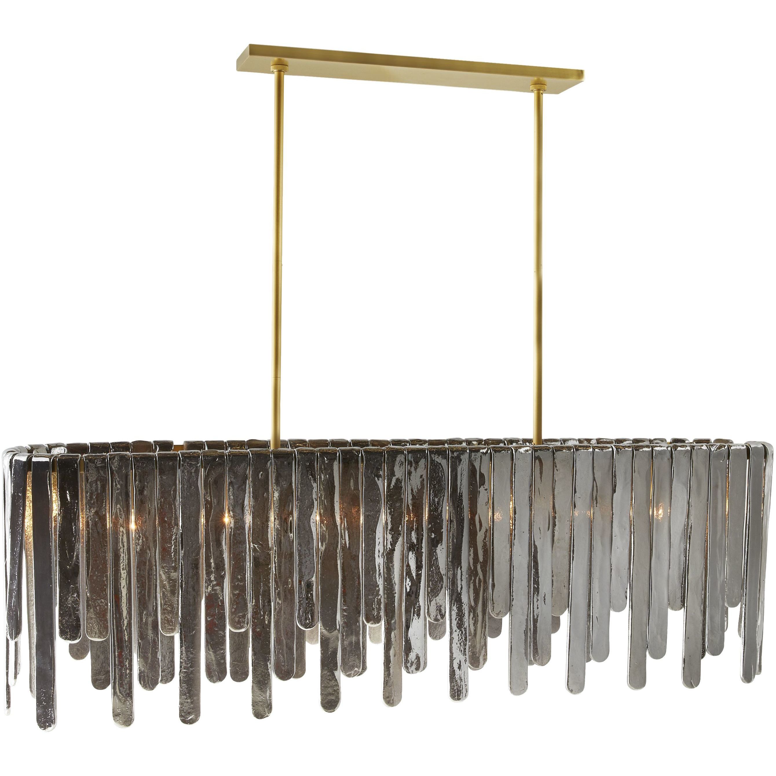 Leighton 7 Light 51.5 inch Smoke Luster Linear Chandelier Ceiling Light