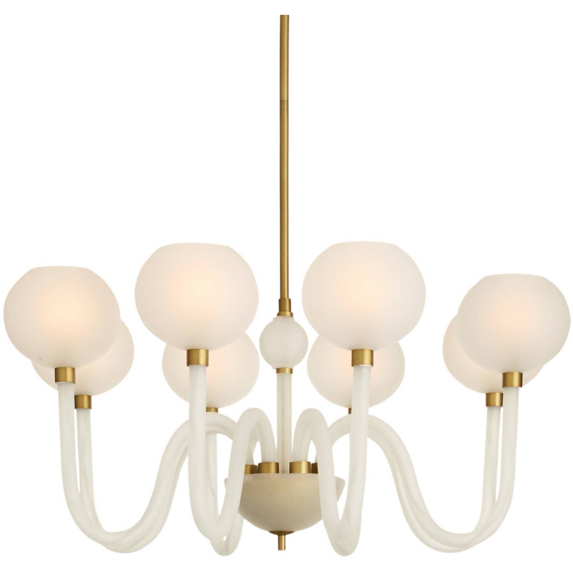 Tebaldi 8 Light 36 inch Antique Brass and Clear Etched Glass Chandelier Ceiling Light